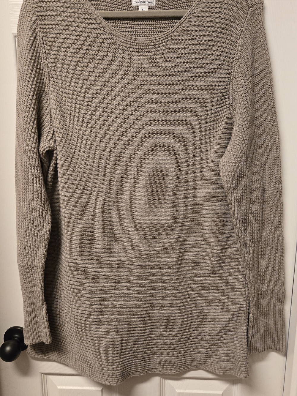 croft & barrow Taupe Ribbed Crewneck Sweater
